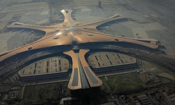 北京大兴机场建筑设计航拍 